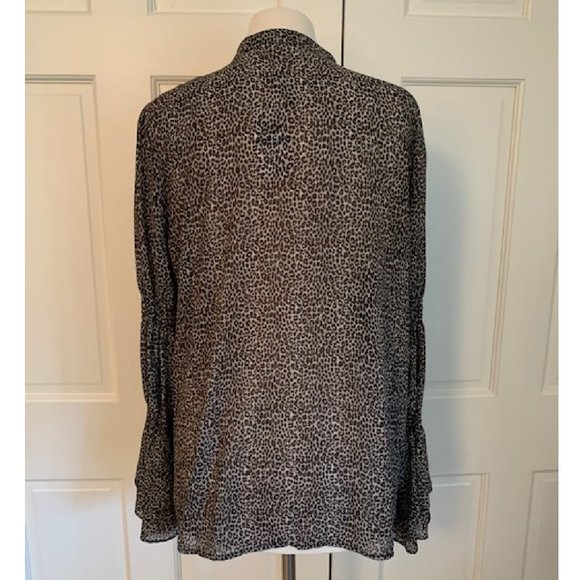 Michael Kors Blouse Smocked Leopard Print Blouse - Picture 2 of 6